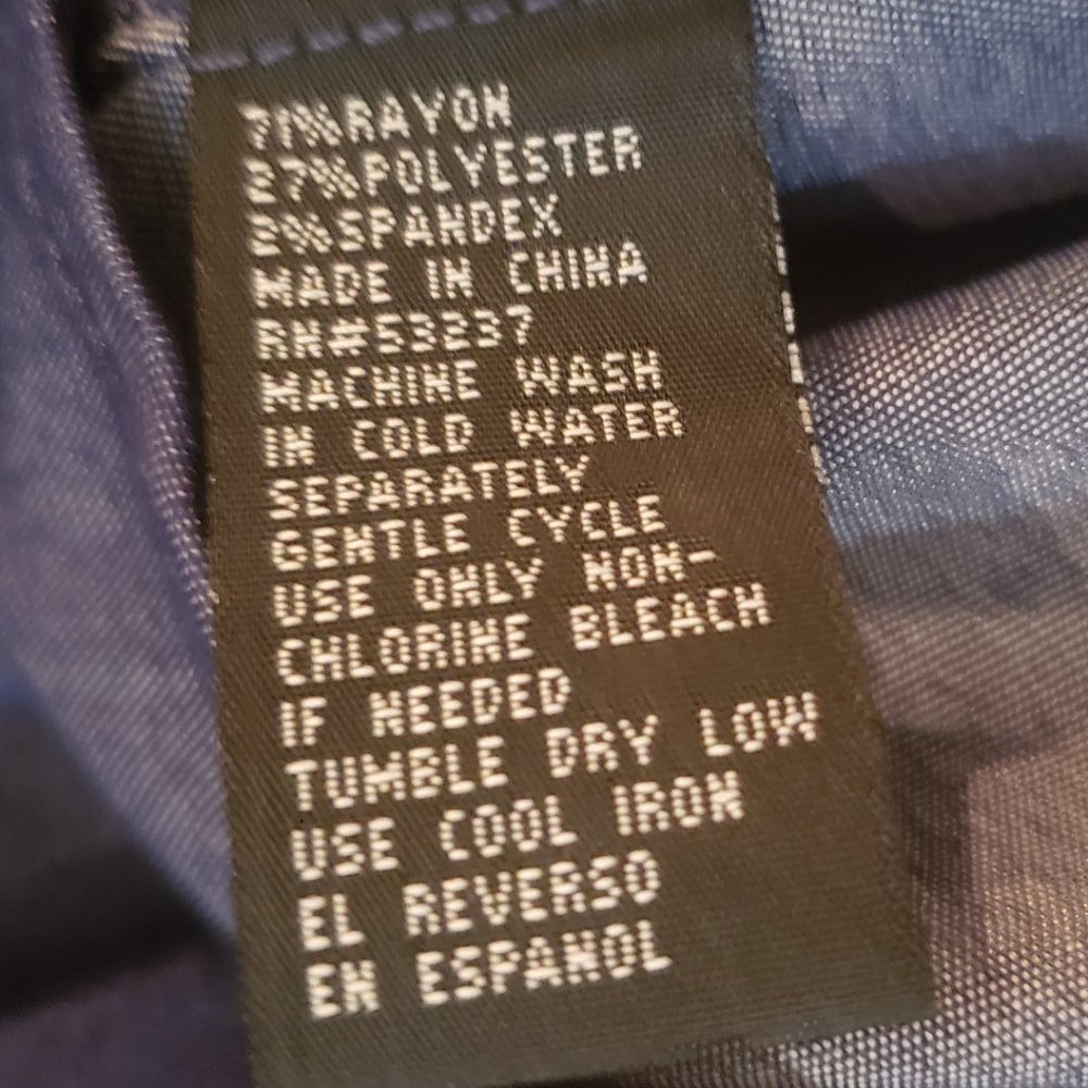 NWT Rayon Denim Sheen Ruffle Blouse - Picture 7 of 9